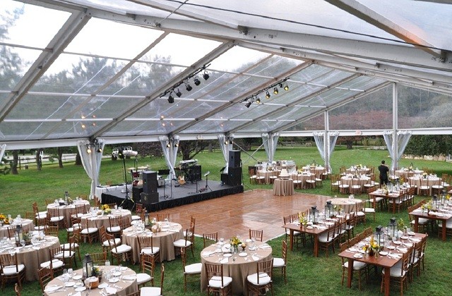 Dance Floor on Grass Under Clear Top Tent Main Line Philadelphia