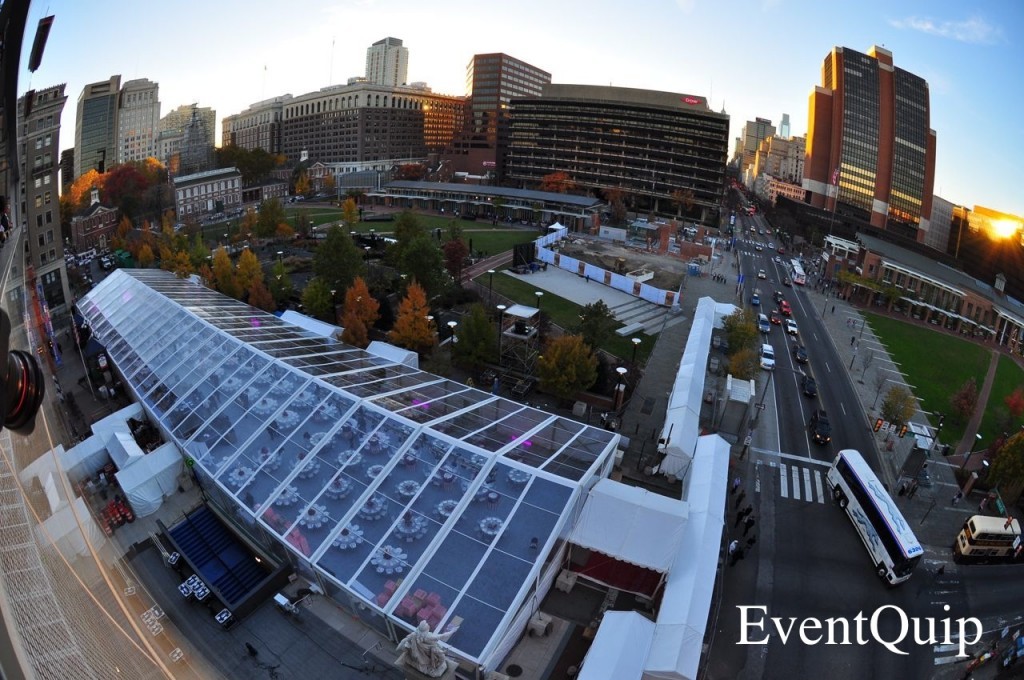 Clear top Tent Structure on City Street in Philadelphia