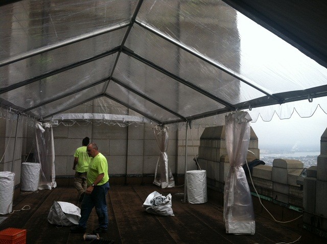 Rooftop tent, water ballasts